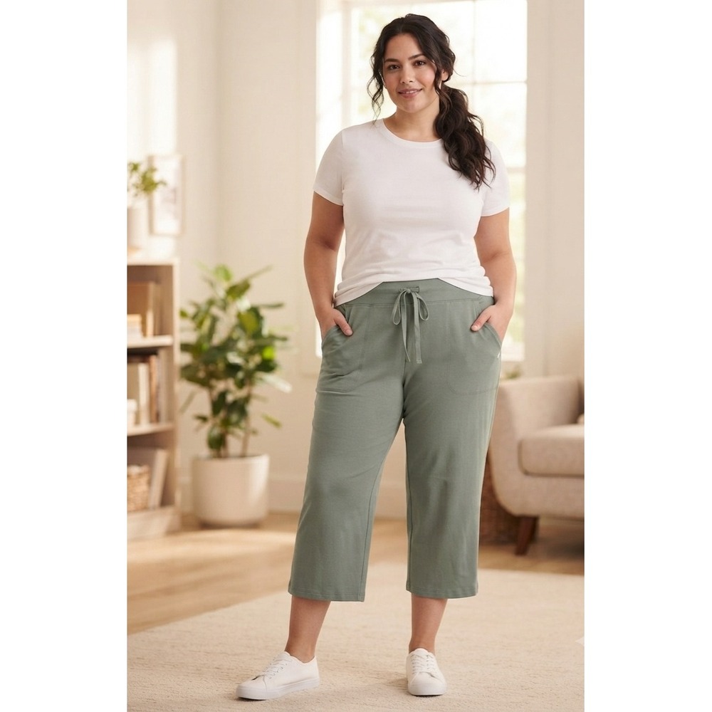 Athletic Works Core Knit Capri Pants Sage Green Plus Size 2X 20W-22W New